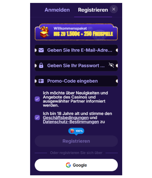Casinobossy Anmeldung